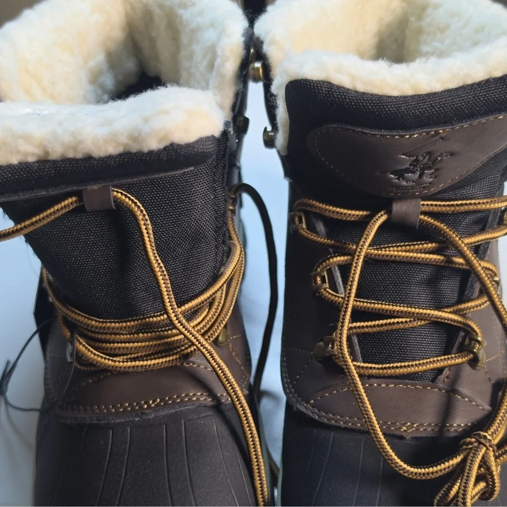 Beverly Hills Polo Club Men's Brown/Black Faux Fur Lined Snow Boots 10M